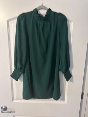 JODIFL Emerald Green Ruffle-Neck Blouse